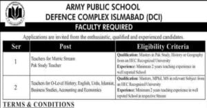 Social Image Army Public School Defence Complex Islamabad Jobs 2023
