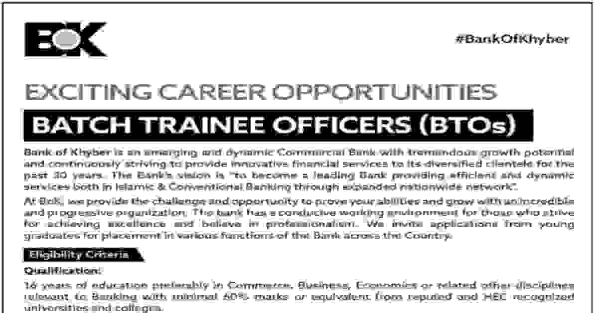 Social Image Bank Of Khyber Batch Trainee Officers Jobs 2023