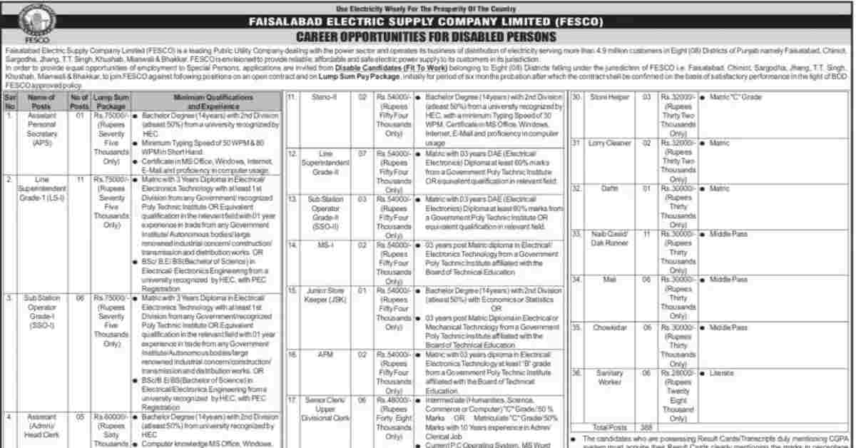 Social Image Faisalabad Electric Supply Company Limited Career Opportunities for Disabled Person 202