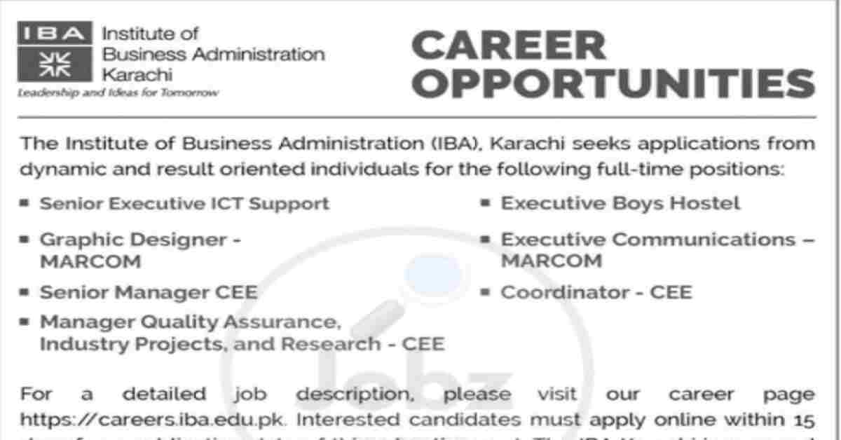 Social Image IBA Karachi Career Opportunities 2023