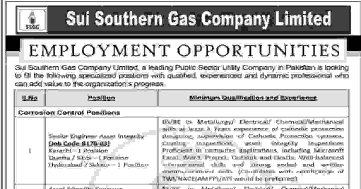 Social Image Sui Southern Gas Company Limited Employment Opportunities 2023