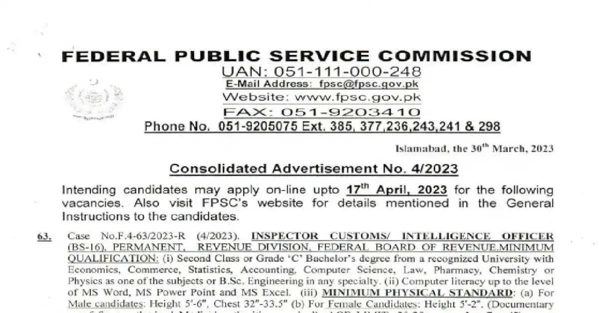 Social Image FPSC Latest Jobs 31st March 2023 Apply Now