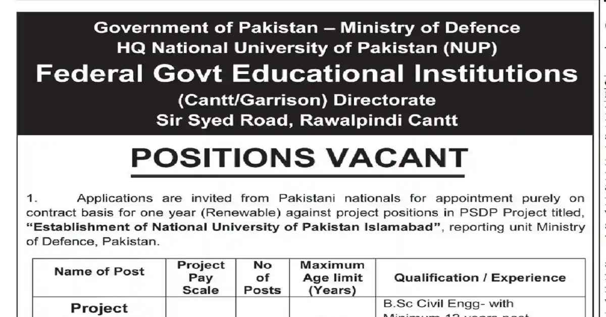Social Image Federal Government Educational Institutions FGEI Latest Jobs Apply Now