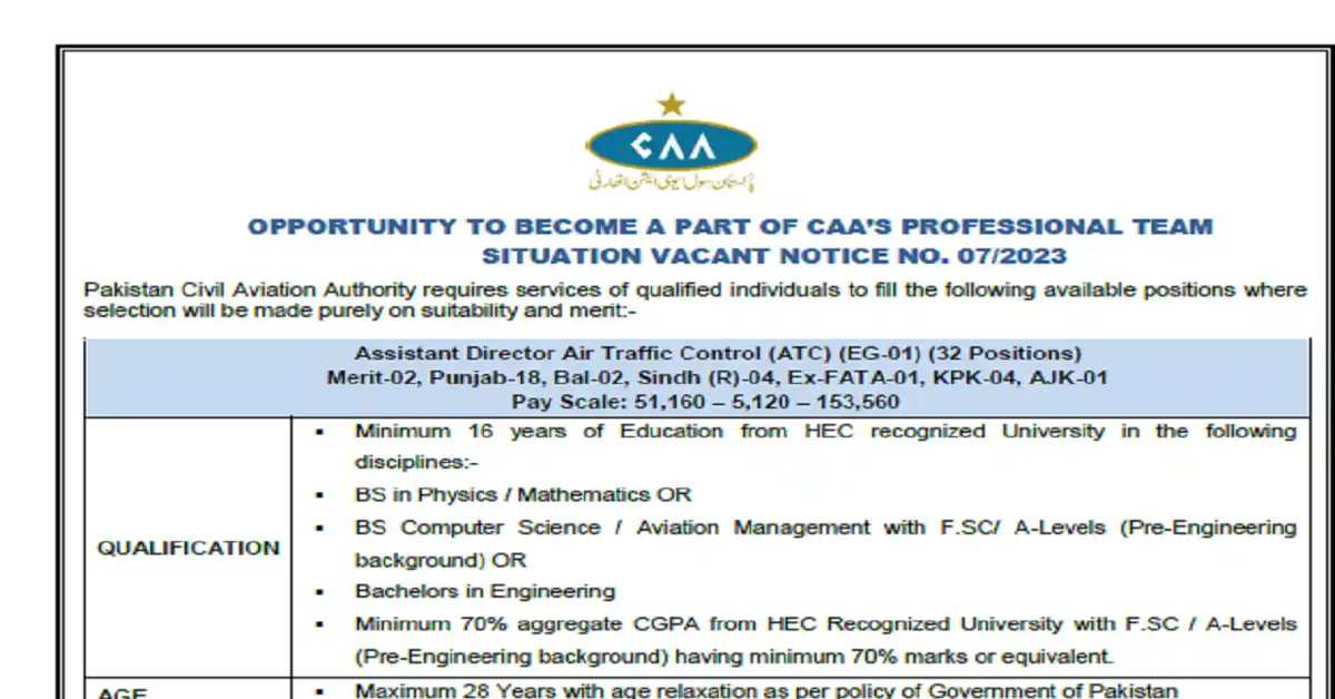 Social Image Pakistan Civil Aviation Authority Jobs 32 Vacancies Apply Now