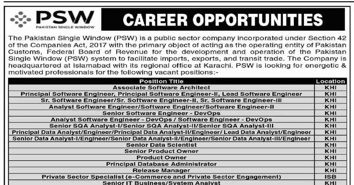 Social Image Pakistan Single Window PSW Latest Jobs March 2023 Apply Now
