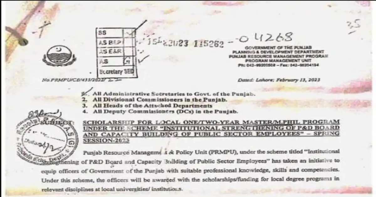 Social Image Scholarships for Govt Employees by Punjab Government 2023 Apply Now