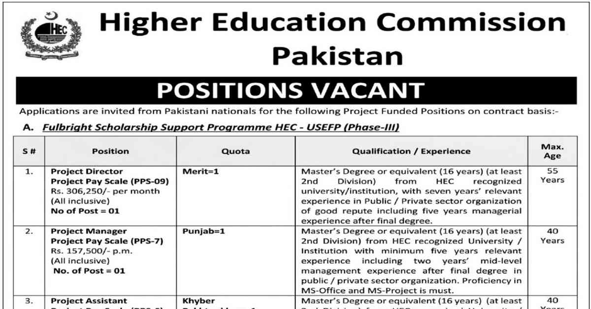 social image of Higher Education Commission HEC Latest Jobs in Pakistan Apply Now