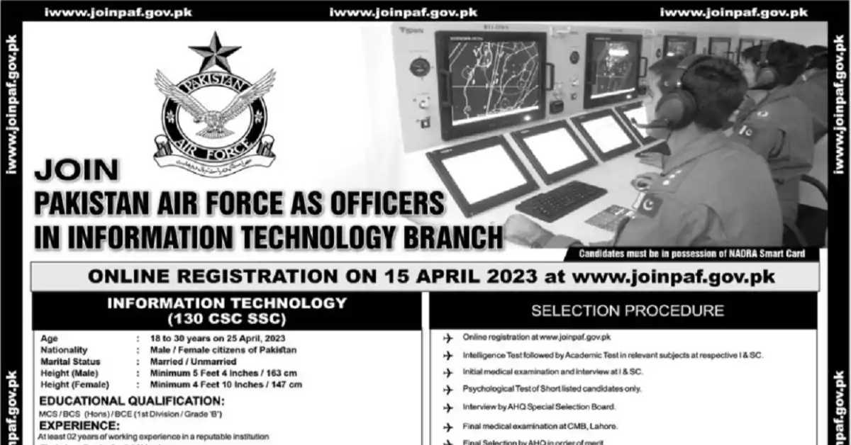 Social Image Join Pakistan Airforce In IT Branch Apply Now
