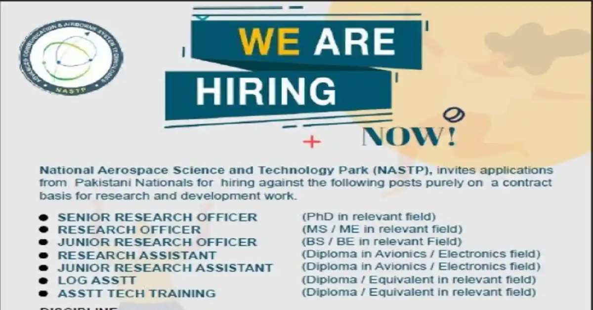 National Aerospace Science And Technology Park Nastp Jobs 2023