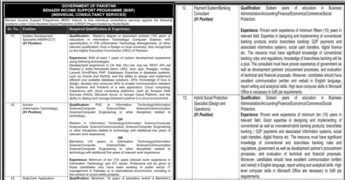Social Image Benazir Income Support Programme BISP Jobs May 2023 Apply Now