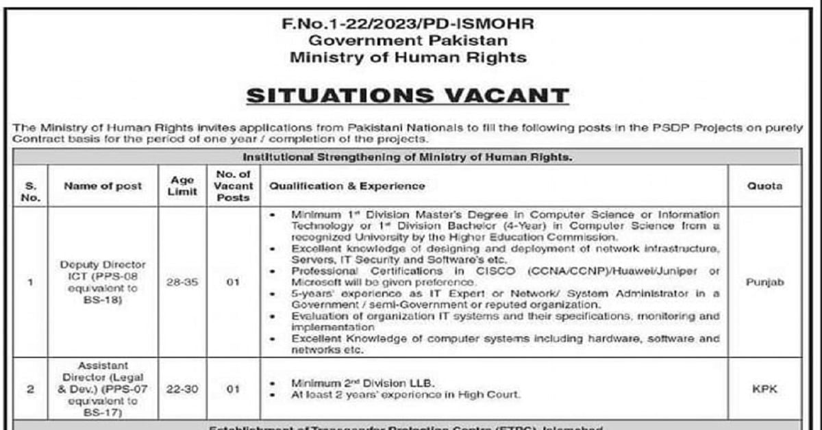 Social Image Ministry of Human Rights 21st May Jobs 2023 Apply Now