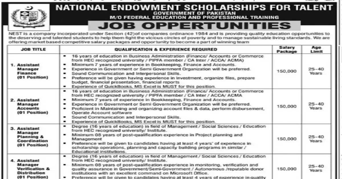 Social Image National Endowment Scholarships for Talent NEST Latest Jobs 2023 Apply Now