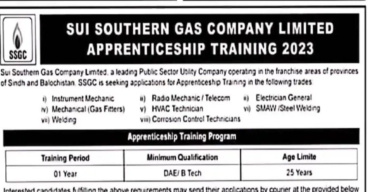 Social Image Sui Southern Gas Company Limited SSGC Apprenticeship Training 2023