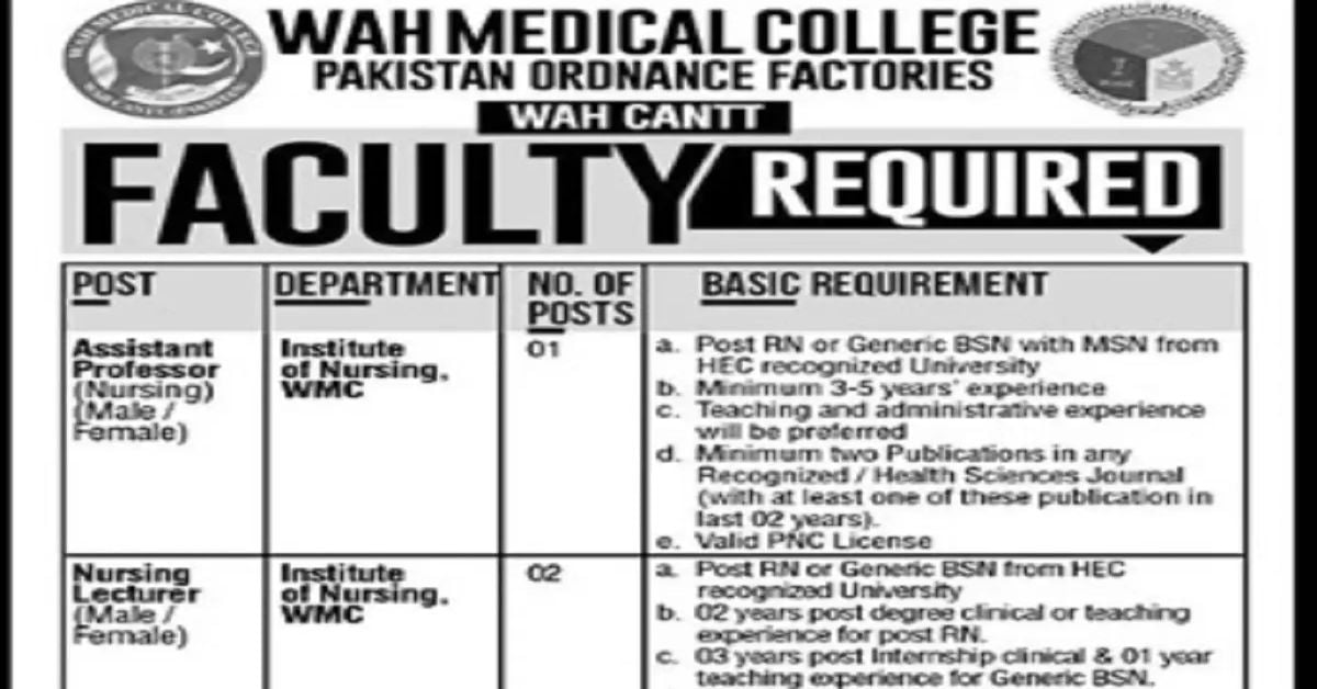 Social Image Wah Medical College POF Jobs 2023 Apply Now