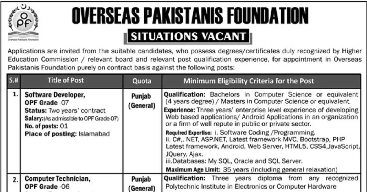 Social Image Overseas Pakistani Foundation Jobs 2023 Apply Now