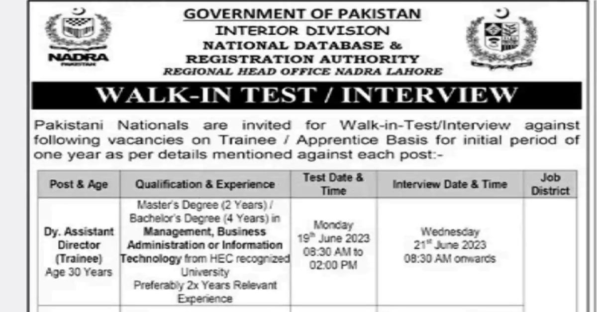 Social Image NADRA Job Openings 9th June 2023 Apply Now