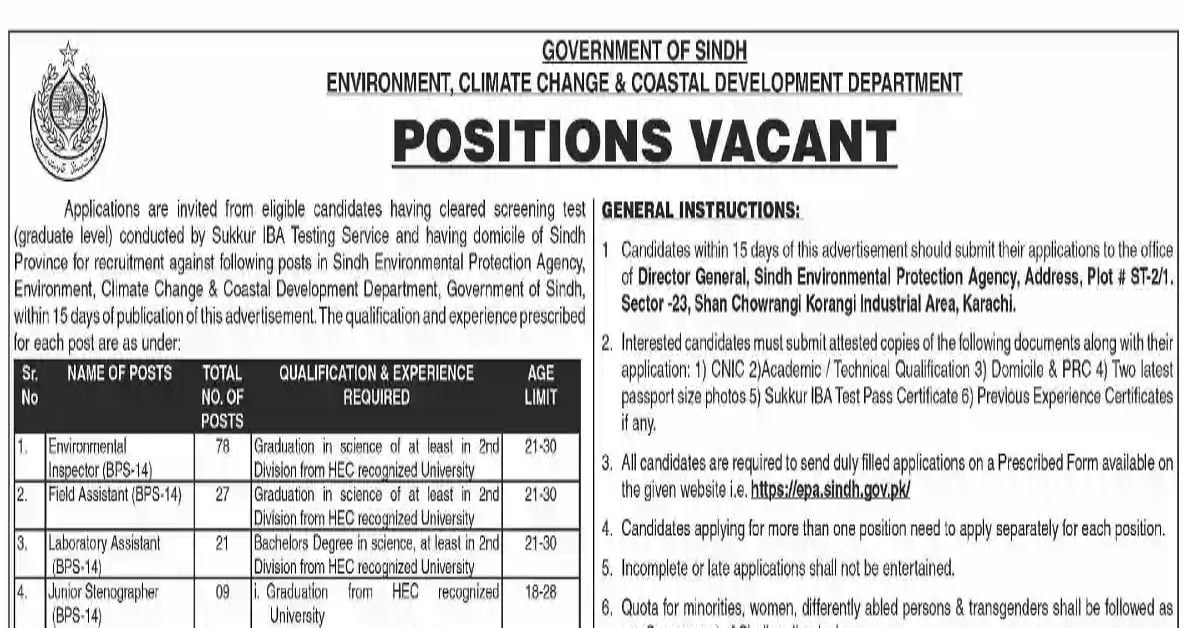 Social Image Environment Climate Change and Coastal Development Department Jobs 2023