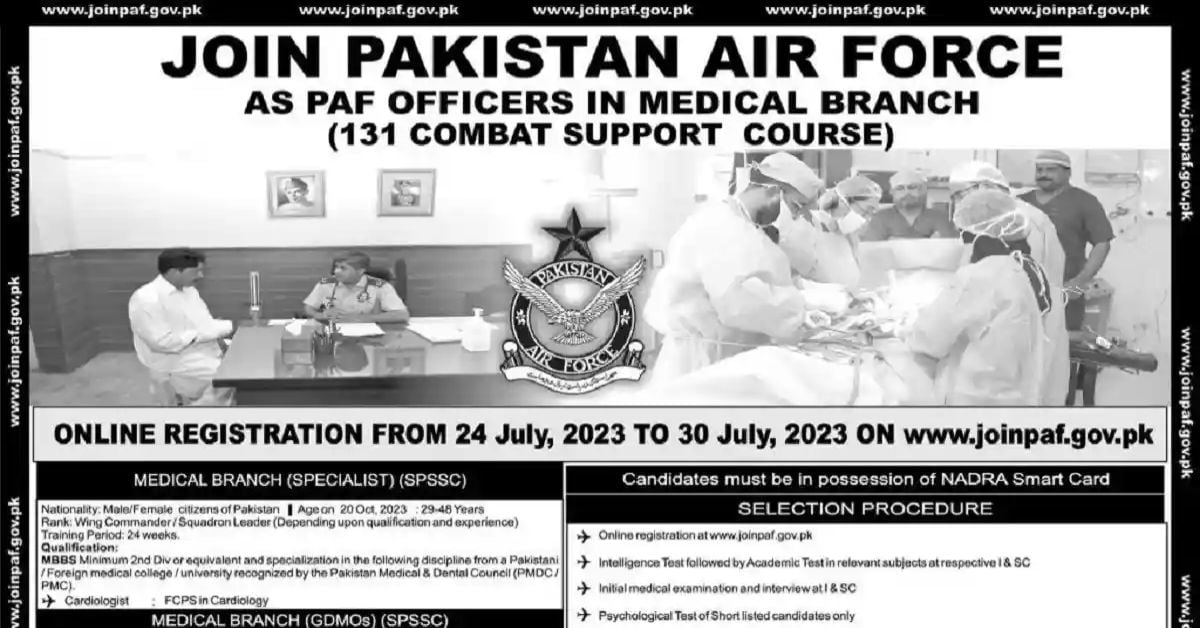 Social Image Join Pakistan Air Force PAF In Medical Branch 2023