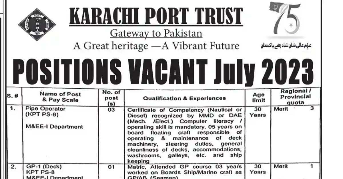Social Image Karachi Port Trust Jobs July 2023 Apply Now