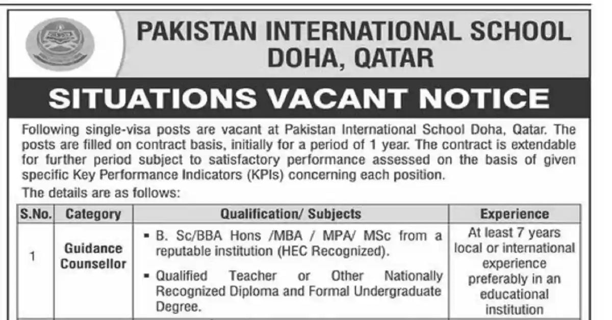 Social Image Pakistan International School Doha Qatar Jobs July 2023