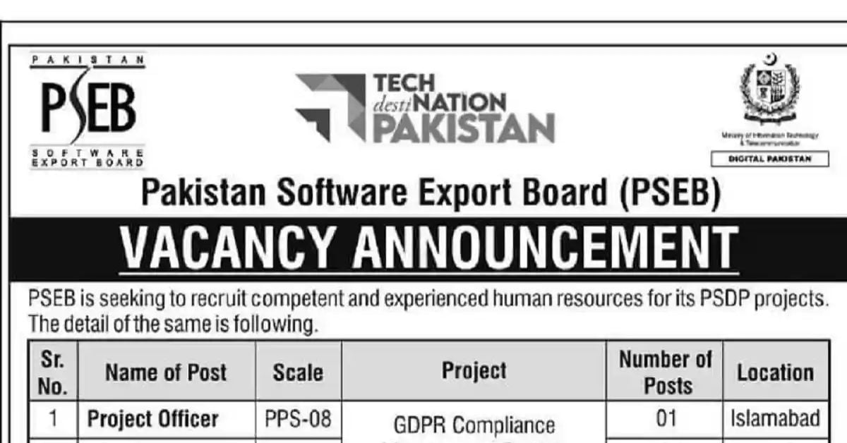 Social Image Pakistan Software Export Board PSEB Jobs July 2023