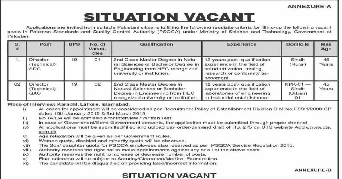 Social Image Pakistan Standards and Quality Control Authority PSQCA Jobs 2023