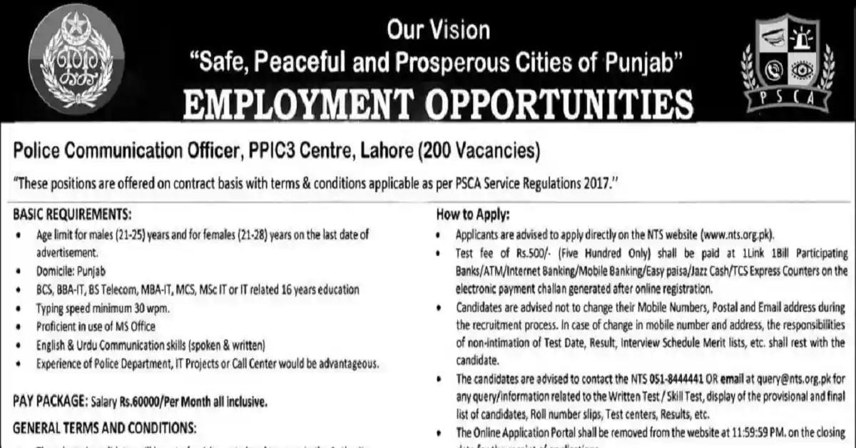 Social Image Police Communication Officer PSCA Jobs 2023
