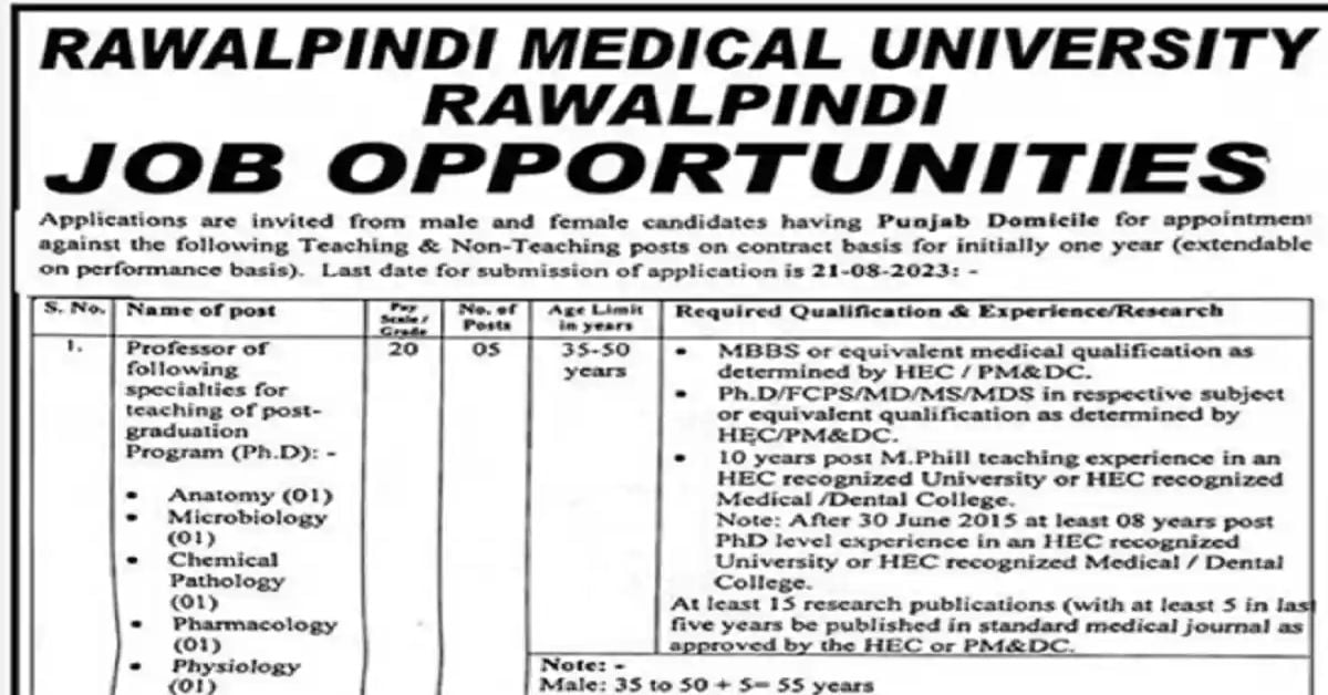 Social Image Rawalpindi Medical University Jobs 2023 Apply Now