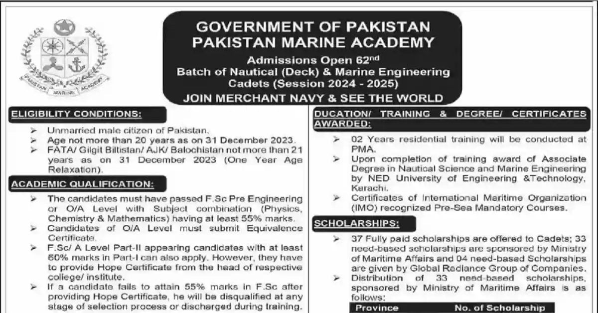 Social Image Join Pakistan Marine Academy Open Admissions 2023 Apply Now