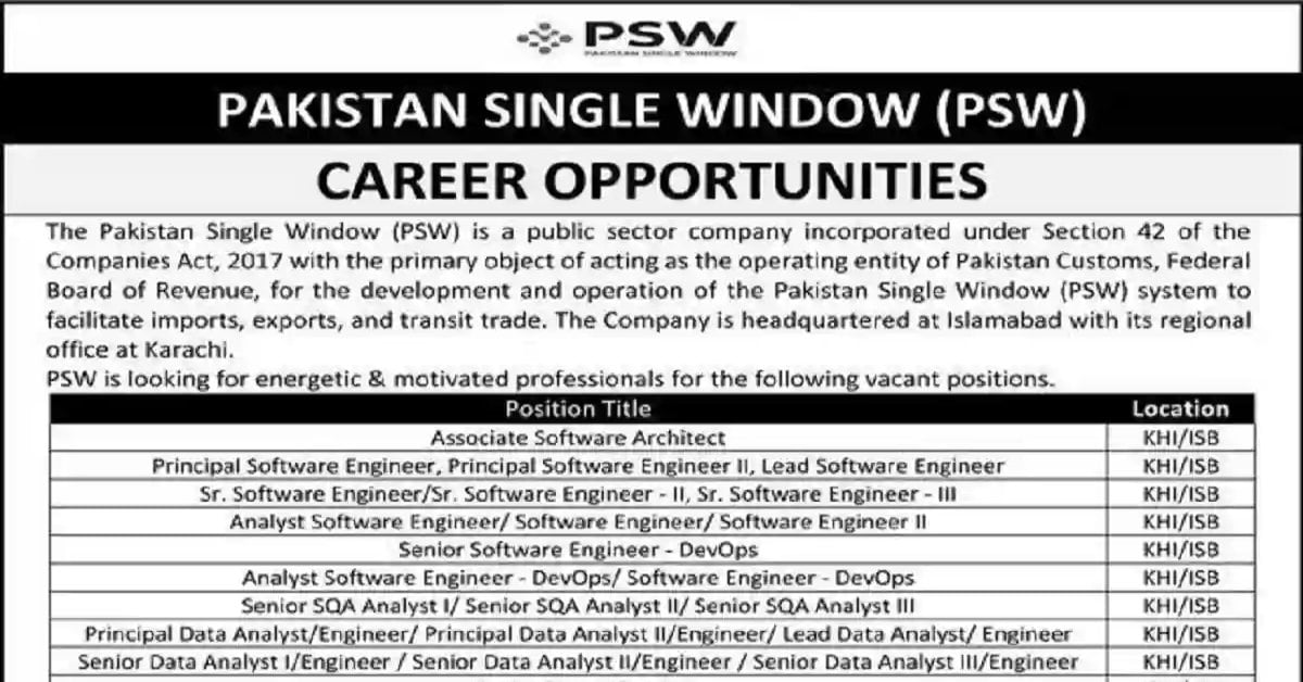 Social Image Pakistan Single Window PSW Jobs August 2023 Apply Now