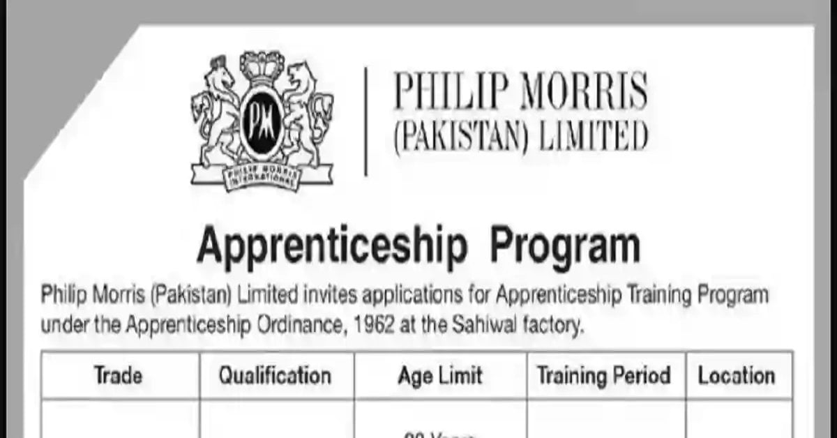 Social Image Philip Morris Pakistan Limited Apprenticeship Program 2023 Apply Now