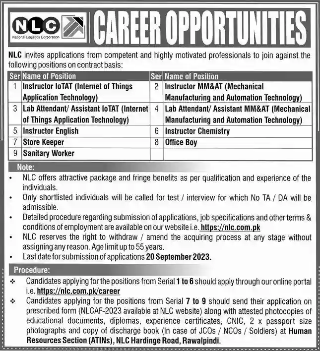 National Logistics Cell NLC Jobs September 2023 Apply Now National Logistics Cell NLC Jobs September 2023 Apply Now