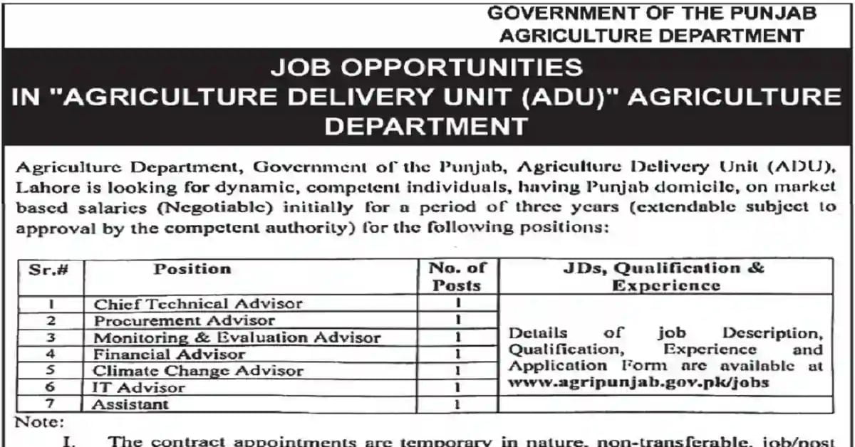Social Image ADU Agriculture Department Jobs 2023 Apply Now
