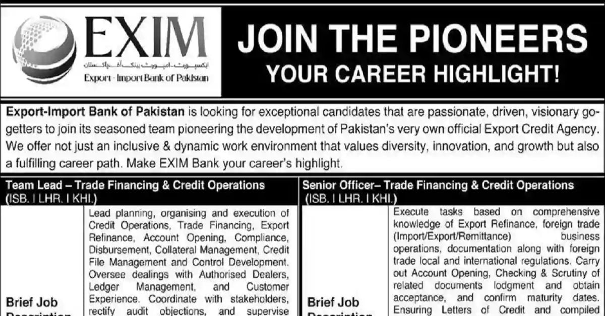 Social Image Export Import Bank of Pakistan Jobs 2023 Apply Now