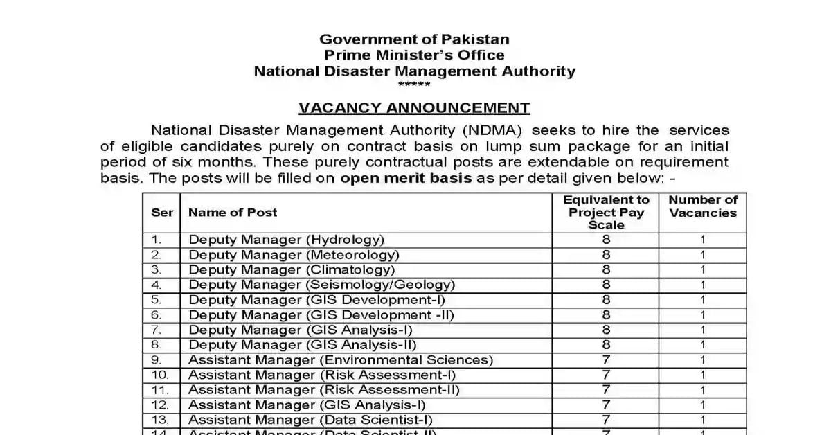 Social Image National Disaster Management Authority NDMA Jobs 2023 Apply Now