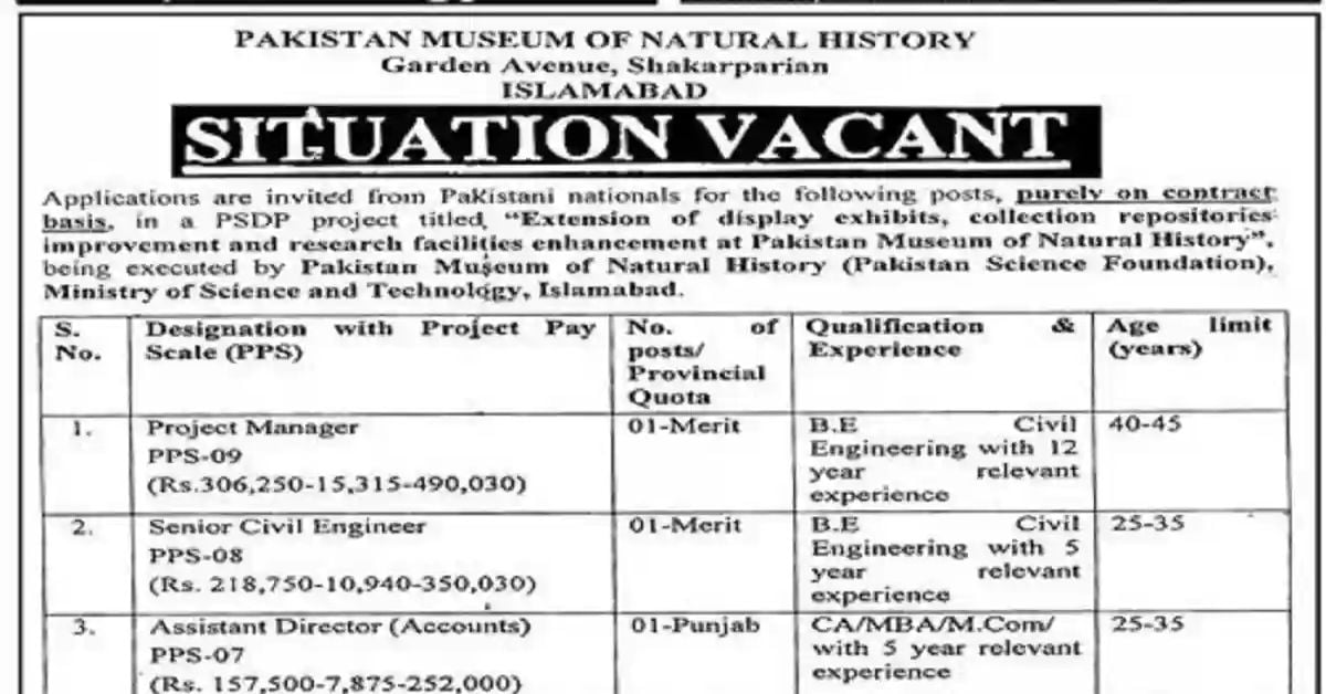 Social Image Pakistan Museum Of Natural History Islamabad Jobs 2023 Apply Now