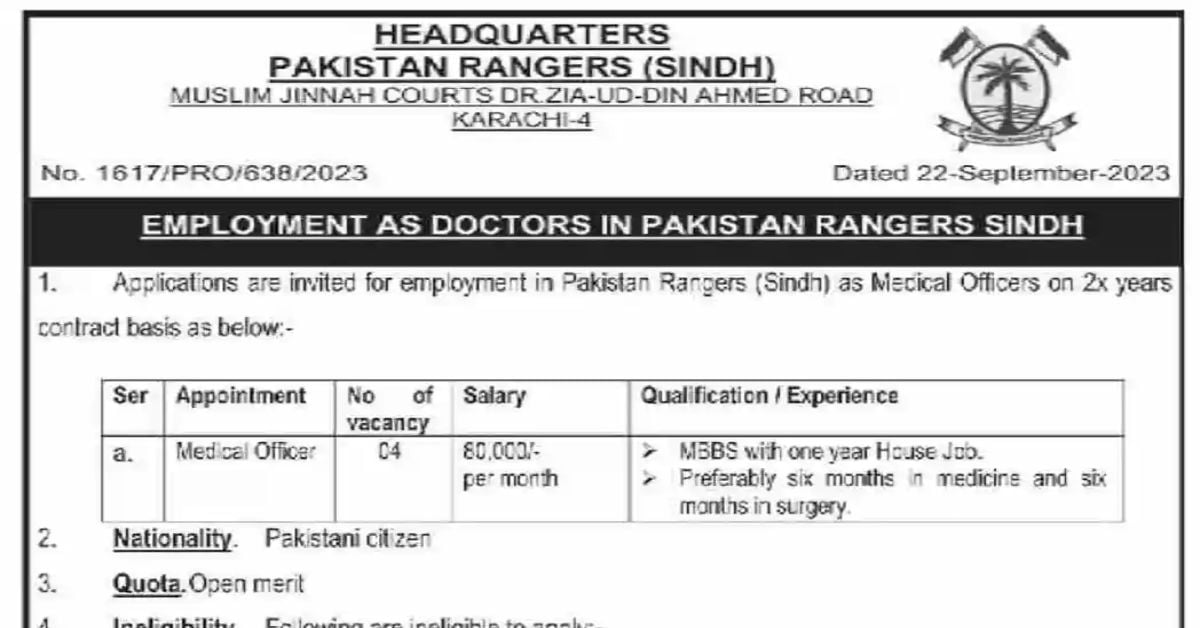 Social Image Pakistan Rangers Sindh Jobs September 2023 Apply Now
