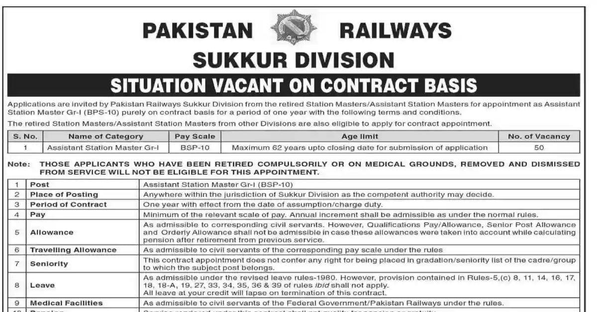 Pakistan Railway Sukkur Division Jobs 2023 Apply Now Jobzsearcher