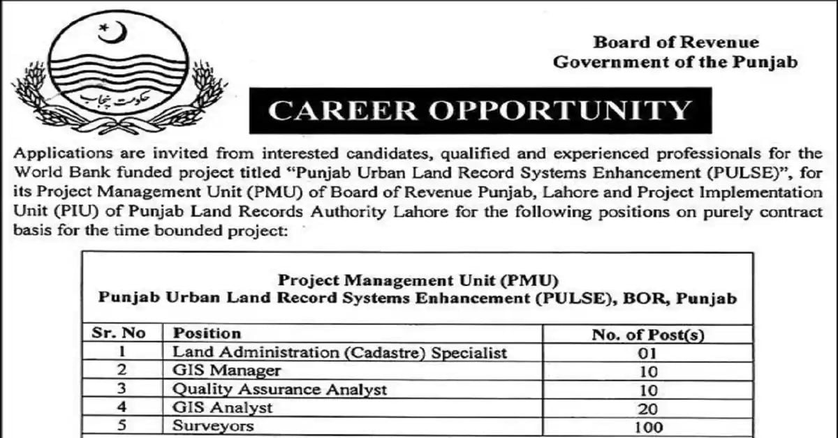 Social Image Board of Revenue Government of Punjab Jobs 2023 Apply Now