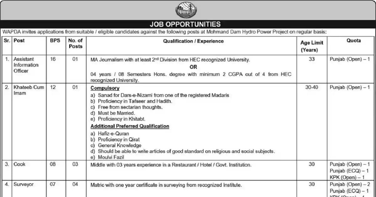 Social Image WAPDA Jobs October 2023 Three Advertisements Apply Now