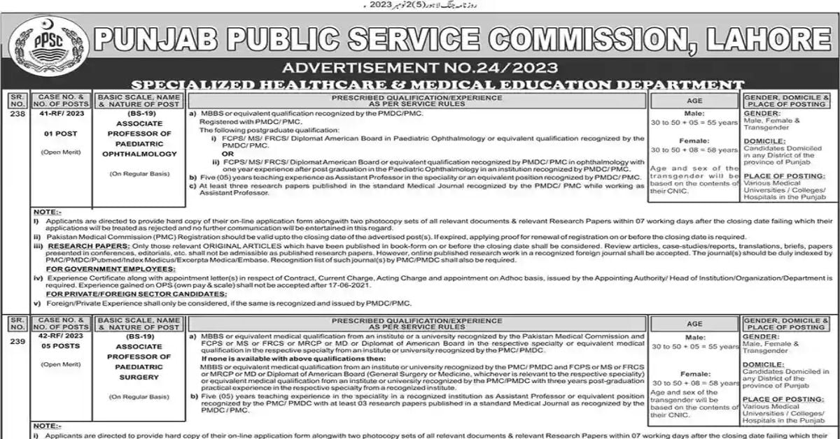 Social Image PPSC Jobs Ad No 24 Punjab Police Department 2023 Apply Now