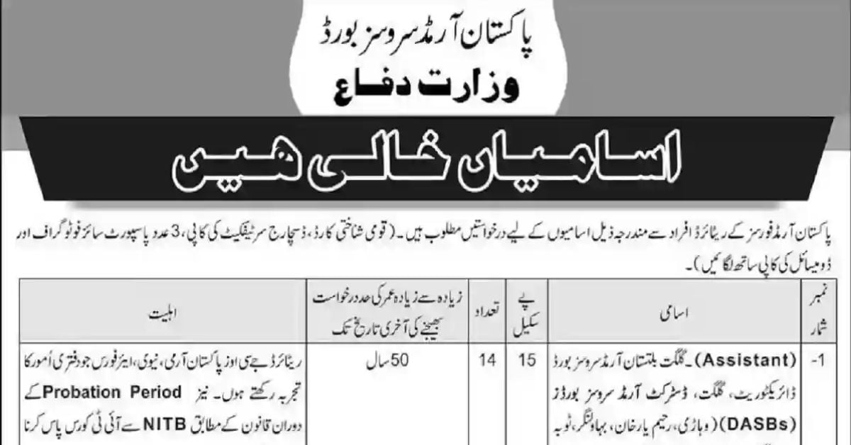 Social Image Pakistan Armed Service Board MOD Jobs 2023 Apply Now