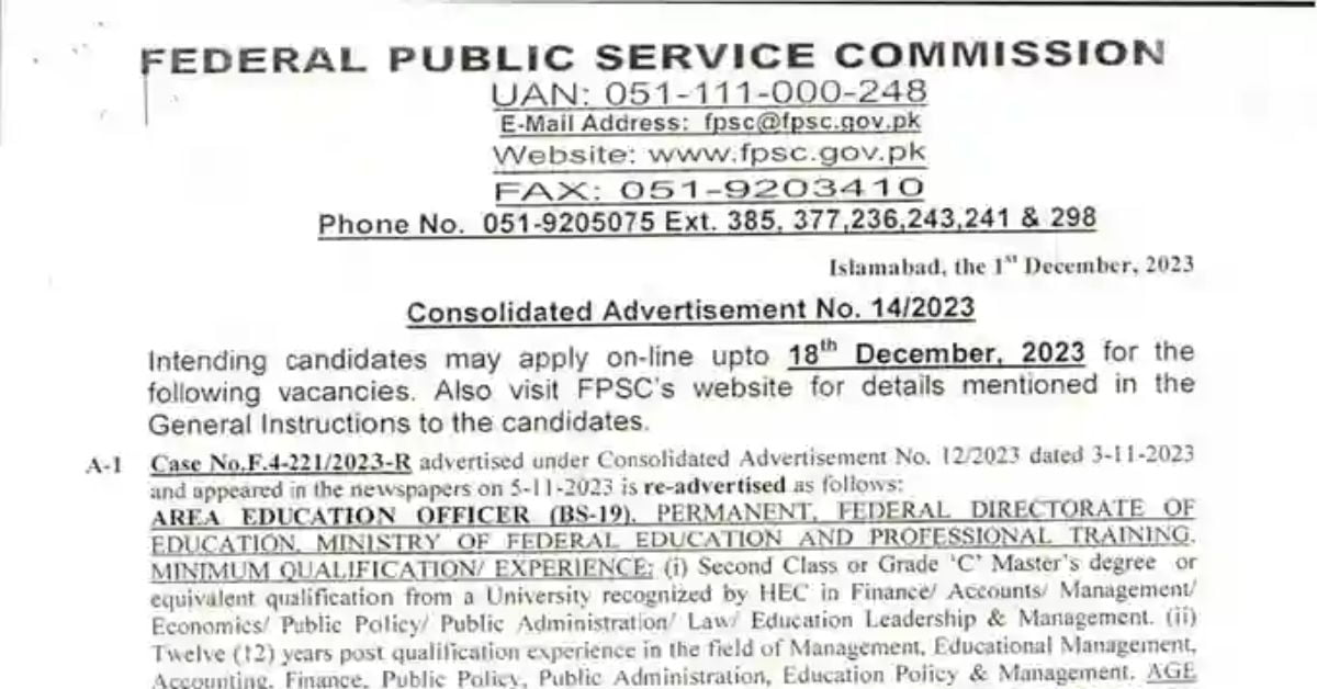 Social Image FPSC Jobs Advertisement No 14 2023 Apply Now