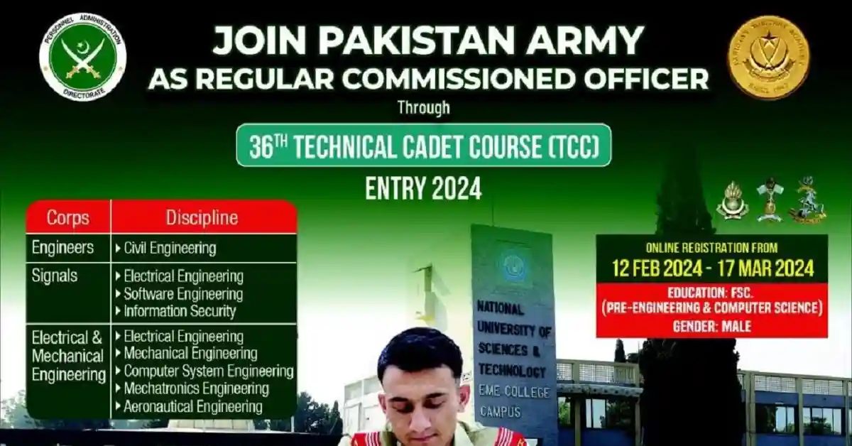 Pak Army 36th Technical Cadet Course Entry 2024 Apply Now - Jobzsearcher