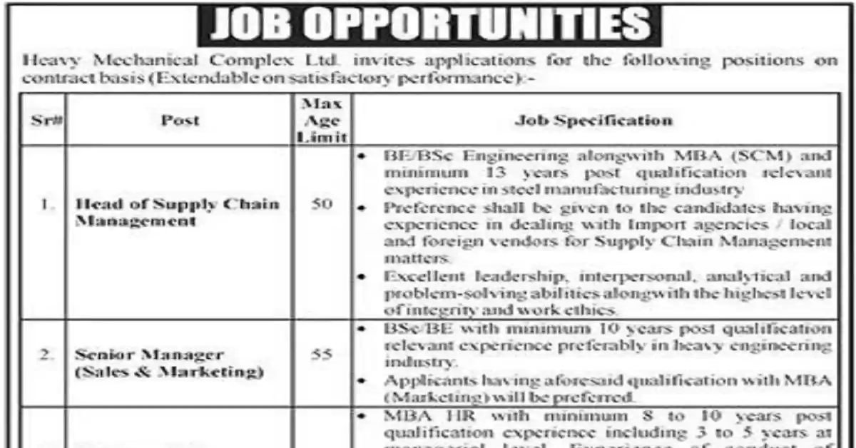 Heavy Mechanical Complex HMC Jobs 2024 Apply Now - Jobzsearcher