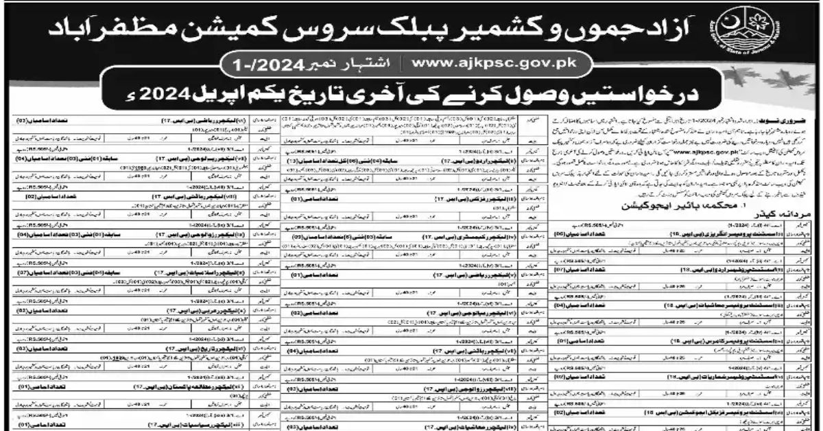 AJK PSC Jobs 2024