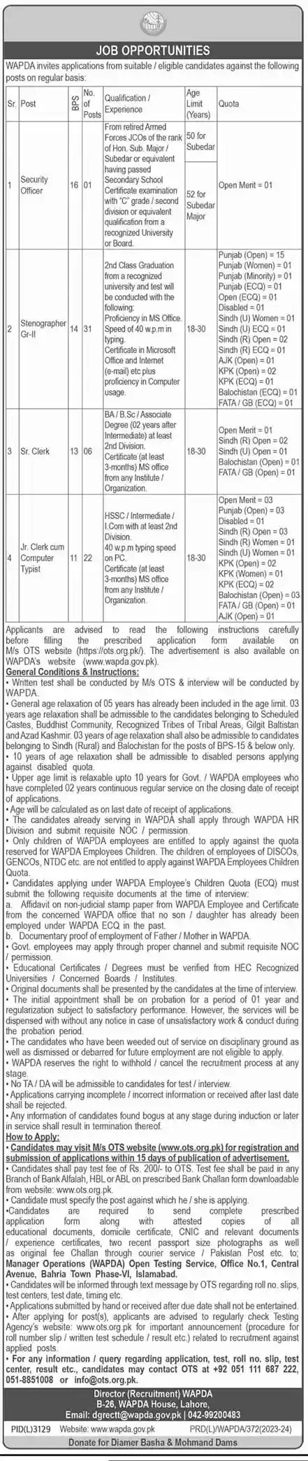WAPDA New Jobs 2024 Apply Now WAPDA New Jobs 2024 Apply Now