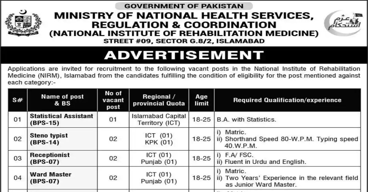 Ministry of National Health Services Jobs 2024