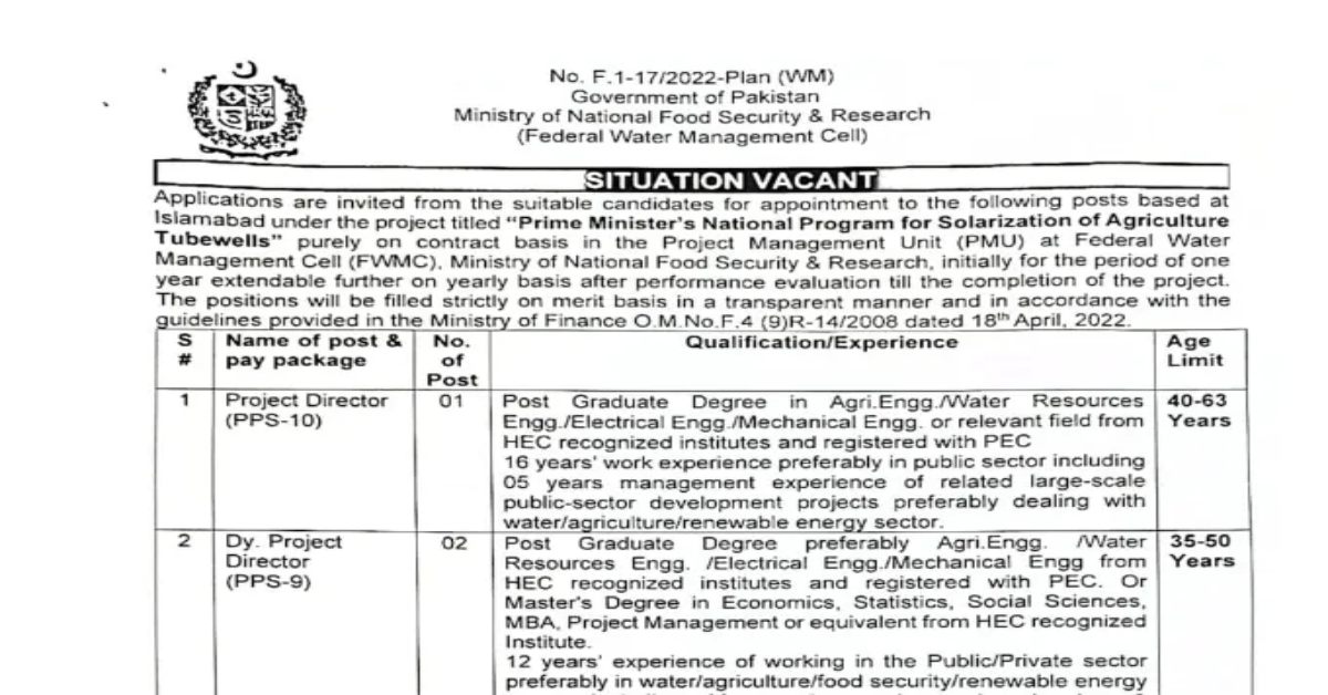Federal Water Management Cell Jobs 2024