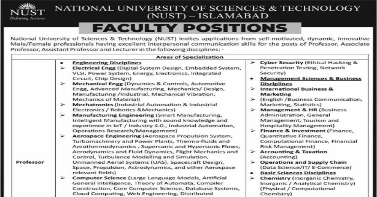 NUST JOBS 2024